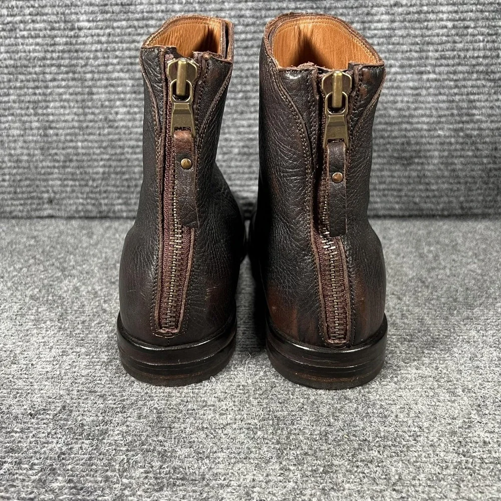 Elia Maurizi Boots Mens Size 7 Brown‎ Leather Ankle Zip Made In Italy 8117